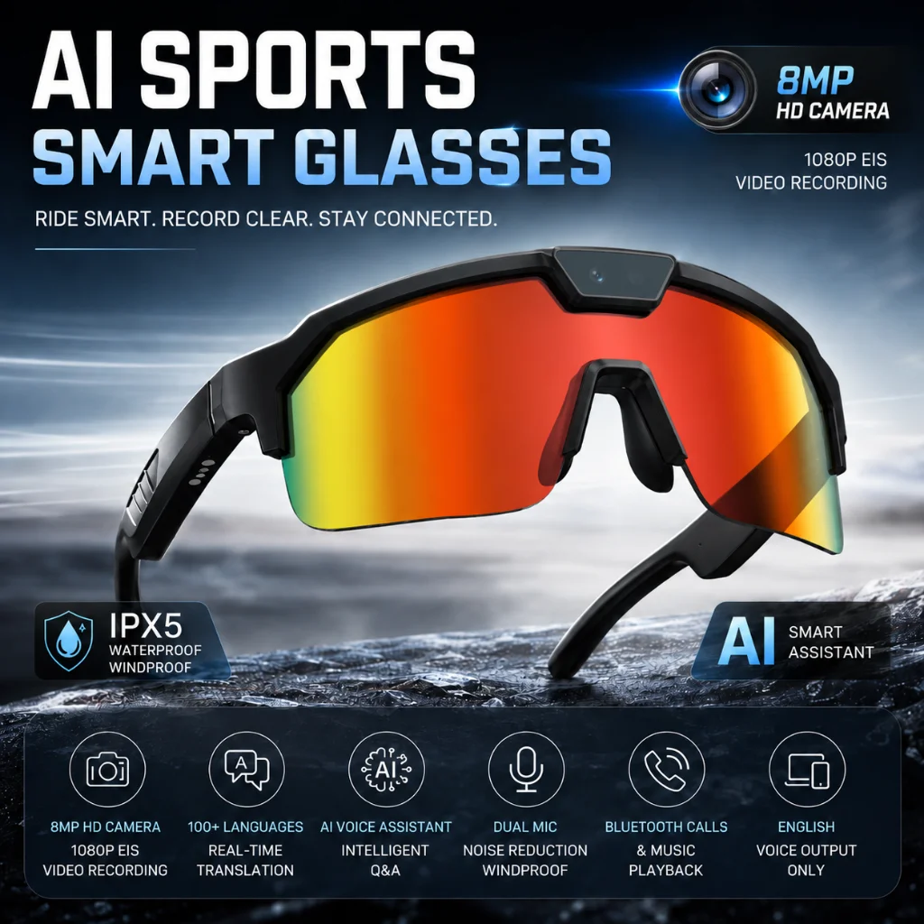 AIGLASSZ Vision V61 – 8MP Camera Smart Sunglasses, AI Assistant, EIS Video - Image 8