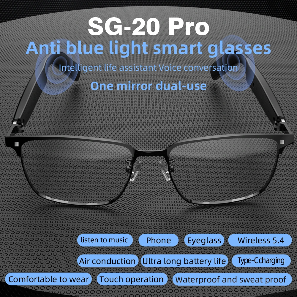 SG-20 Pro 2-in-1 Bluetooth Audio Glasses – Convertible Sun & Clear Lenses - Image 5
