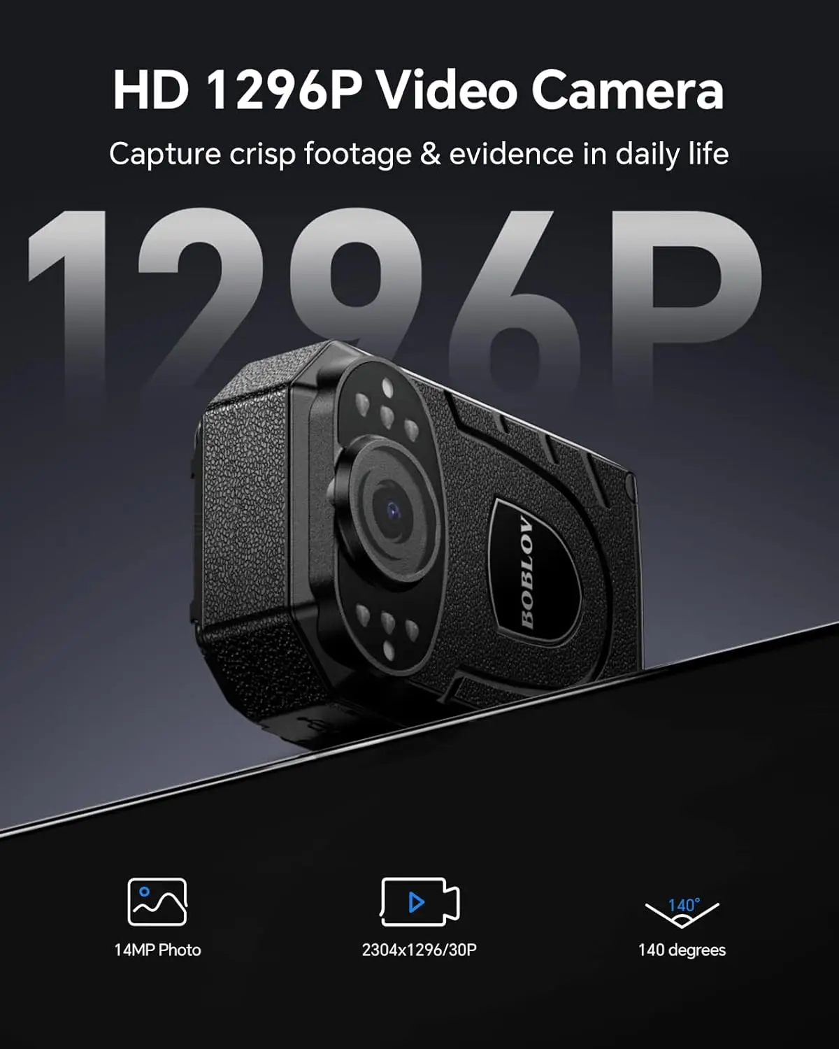 Boblov KJ21 1296P Body Camera – 10-Hour Recording, Night Vision - Image 2