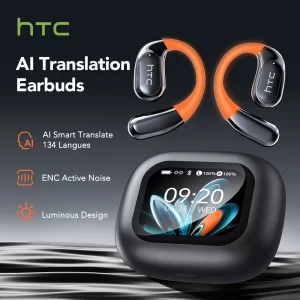 HTC NE27 AI Translator Open-Ear Earbuds – LCD Touch Screen Case