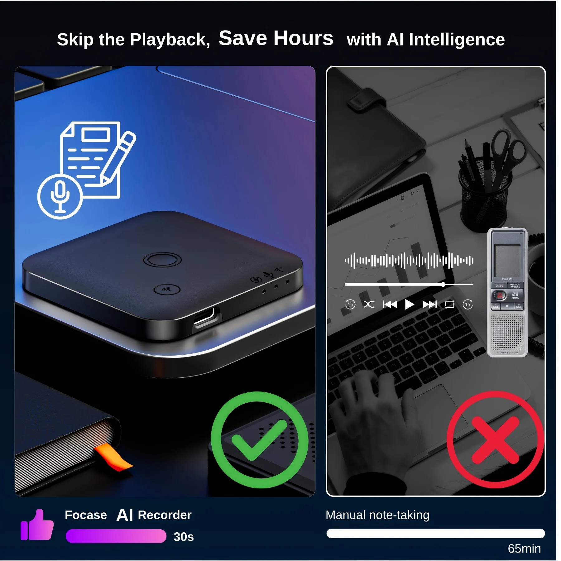 AIGLASSZ Note N10 – AI Voice Recorder, Auto Transcription, Summary, Translation - Image 2