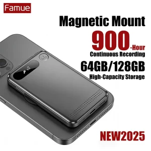 Famue L28 Mini Magnetic Dictaphone – 900-Hour Recording, USB-C Sync