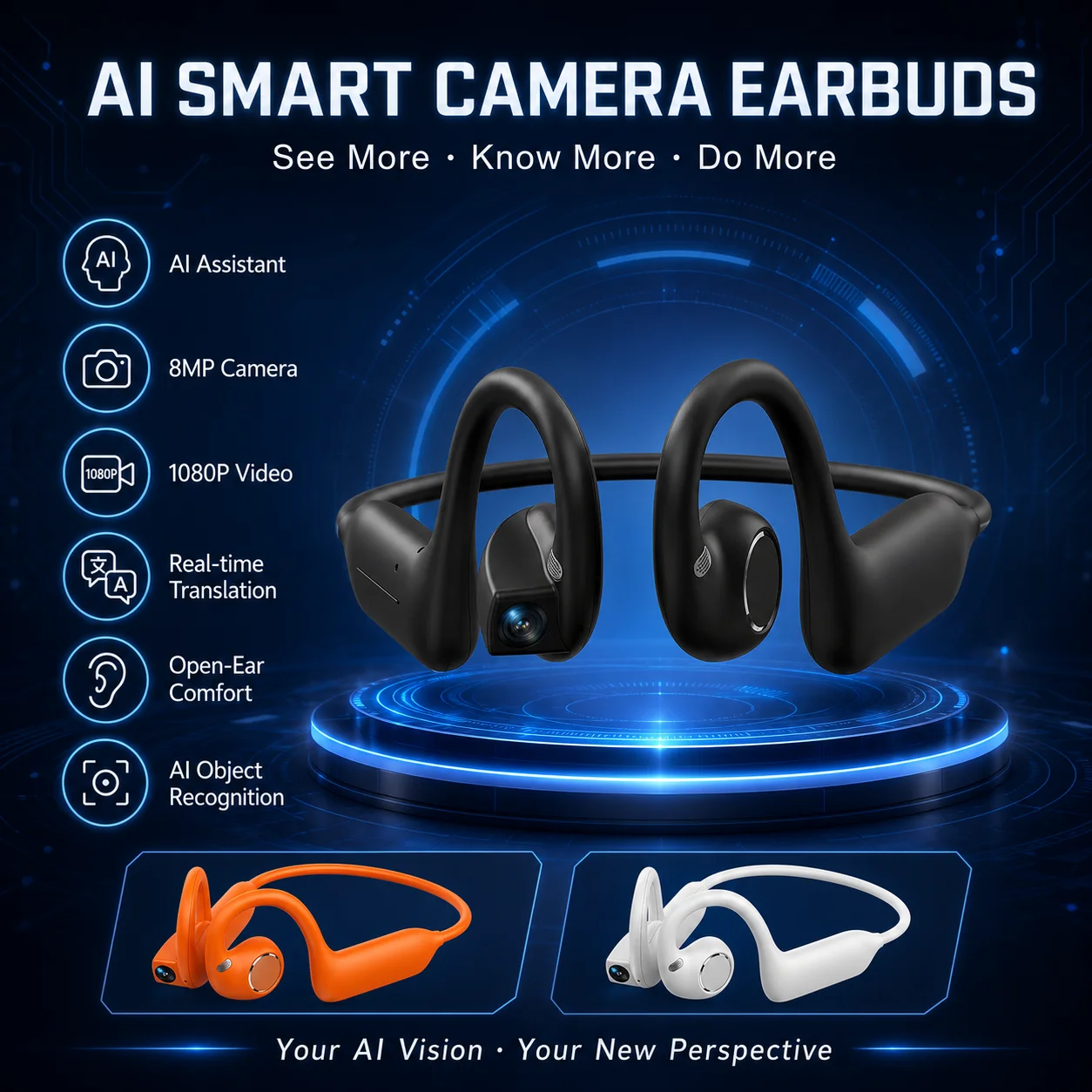 AIGLASSZ Lingo Buds LB06 – Camera Earphones, 8MP Photo/Video, Wi-Fi Transfer - Image 2