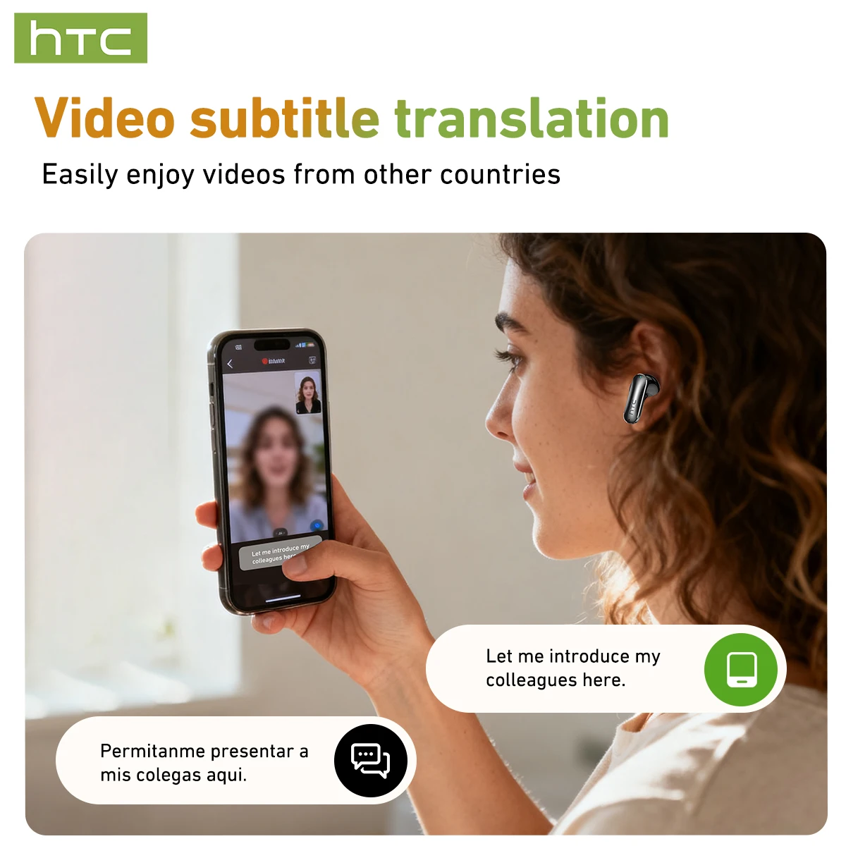 HTC NE48 TWS Earbuds – AI Translation, 2K Touchscreen, Bluetooth 6.0 - Image 2