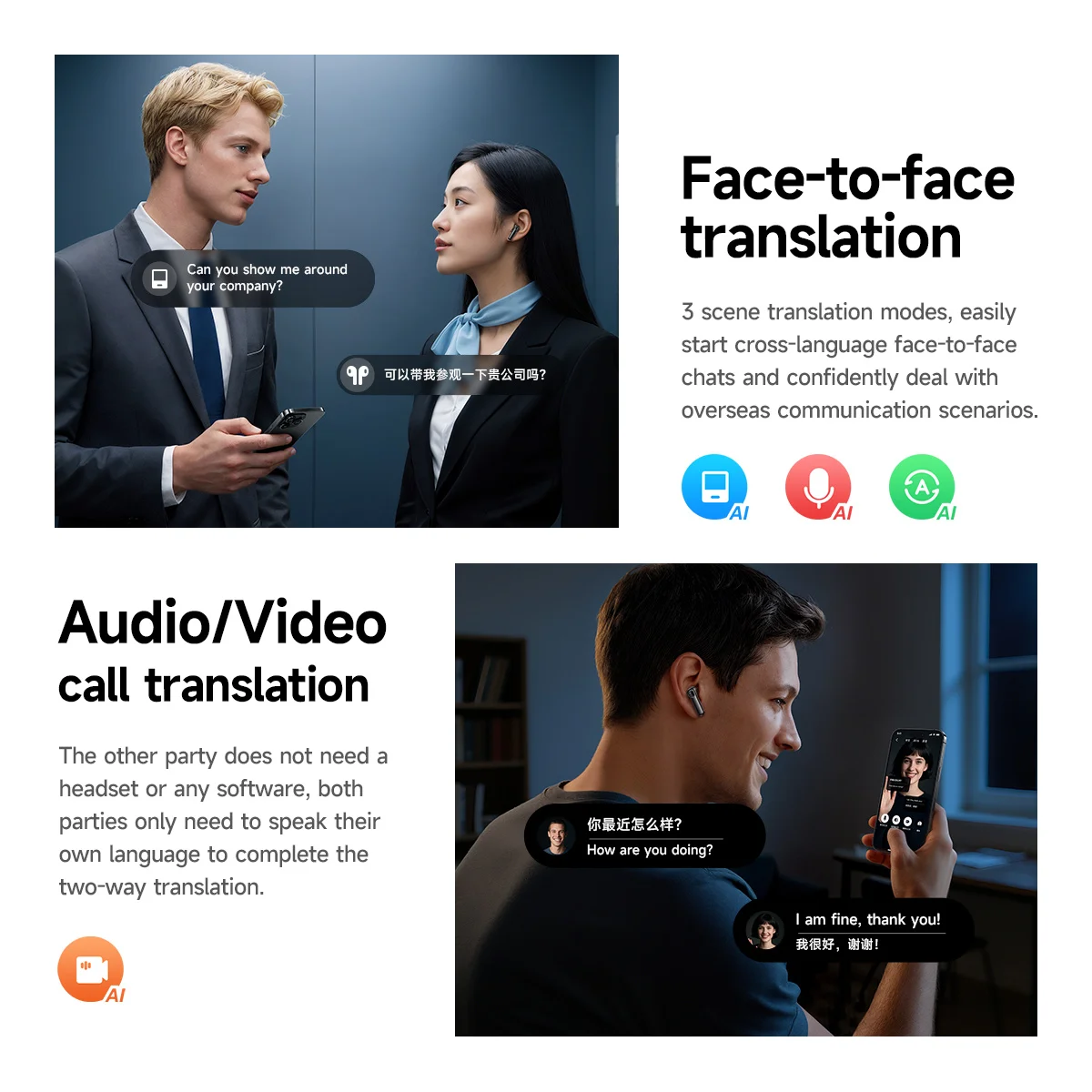 EQ27 OWS Open-Ear Earbuds – AI Translator, LCD Touch, Bluetooth 5.3 - Image 4