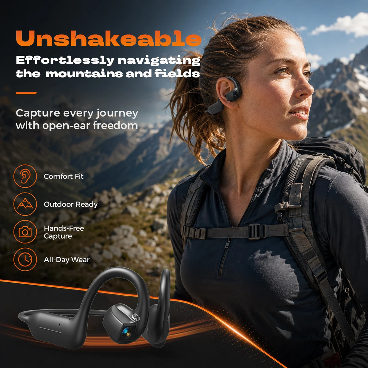 E12 Bone-Conduction Camera Earphones – 8MP, AI Assistant & Translation - Image 2