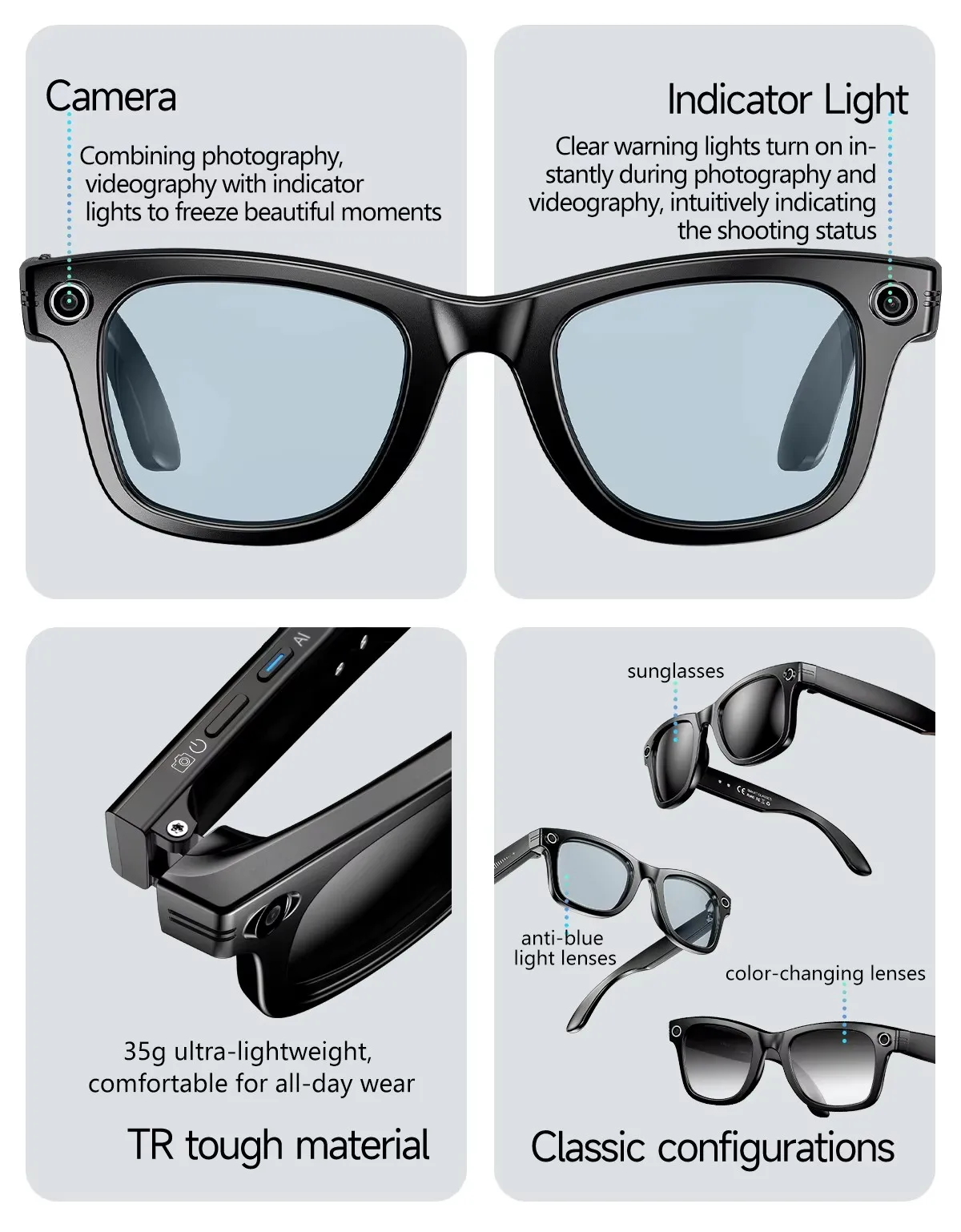 W610 Smart Sunglasses – 8MP Camera, Wi-Fi Touch Control & AI Translation - Image 2