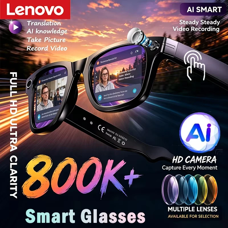Lenovo 8MP AI Camera Glasses – Photo, Video, Calls & Translation