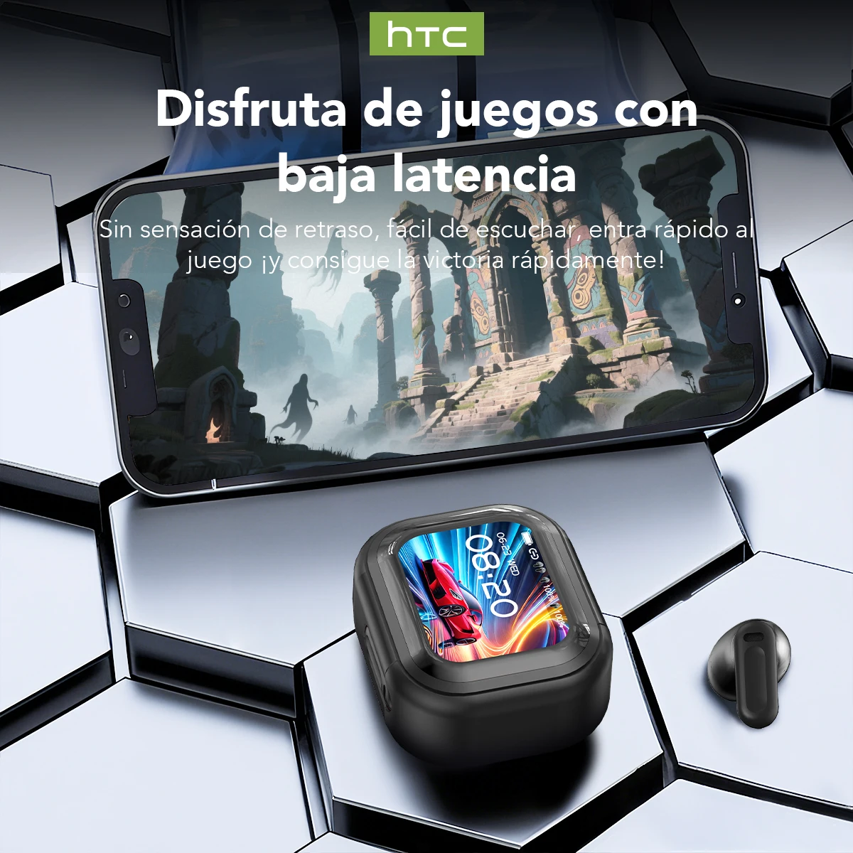 HTC NE20 Hi-Fi TWS Earbuds – AI Translator, Bluetooth 6.0, HD Screen - Image 4