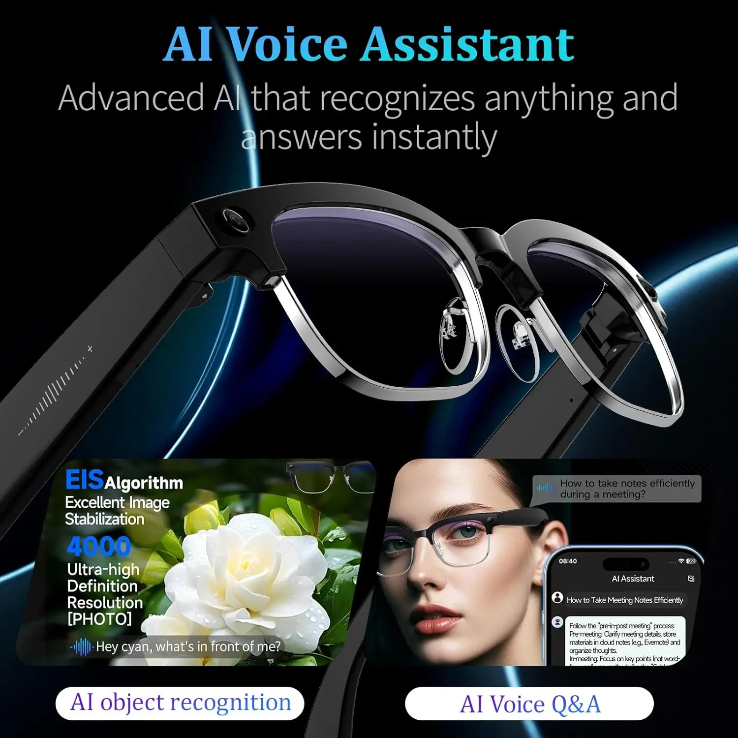 ELS AI Smart Glasses – 8MP Camera, Voice Assistant & Translation (IP66) - Image 3
