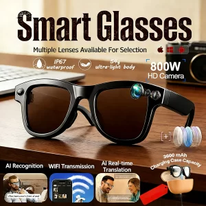 AIGLASSZ Vision V03 – 4K Camera Smart Sunglasses, AI Photo Recognition & Translation