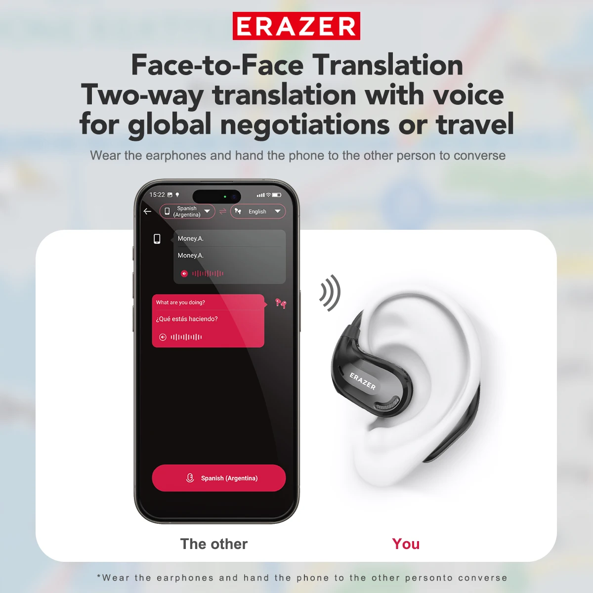Erazer XT66 Pro AI Translator Earbuds – 13-Hour Battery, LED Display - Image 4