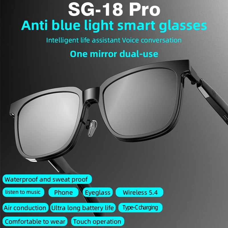 SG18 Pro 2-in-1 Smart Glasses with Magnetic Lenses & TWS Audio - Image 4