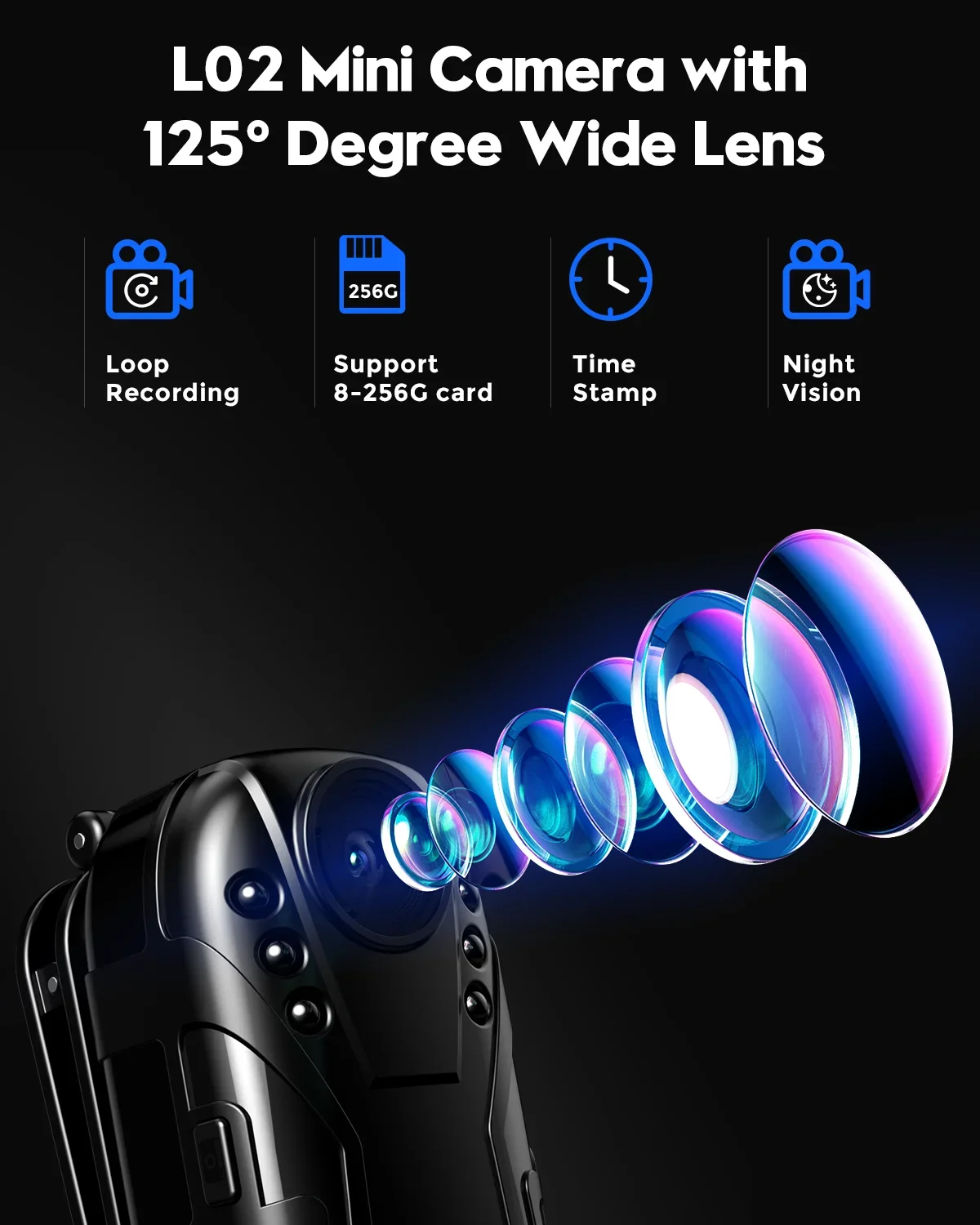 Boblov L02 1080P Mini Body Camera – Infrared Night Vision, 125° Lens - Image 2