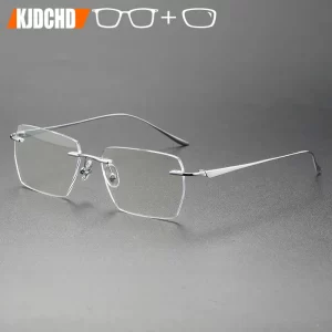 KJDCHD Rimless Titanium Prescription Glasses – Photochromic Lenses