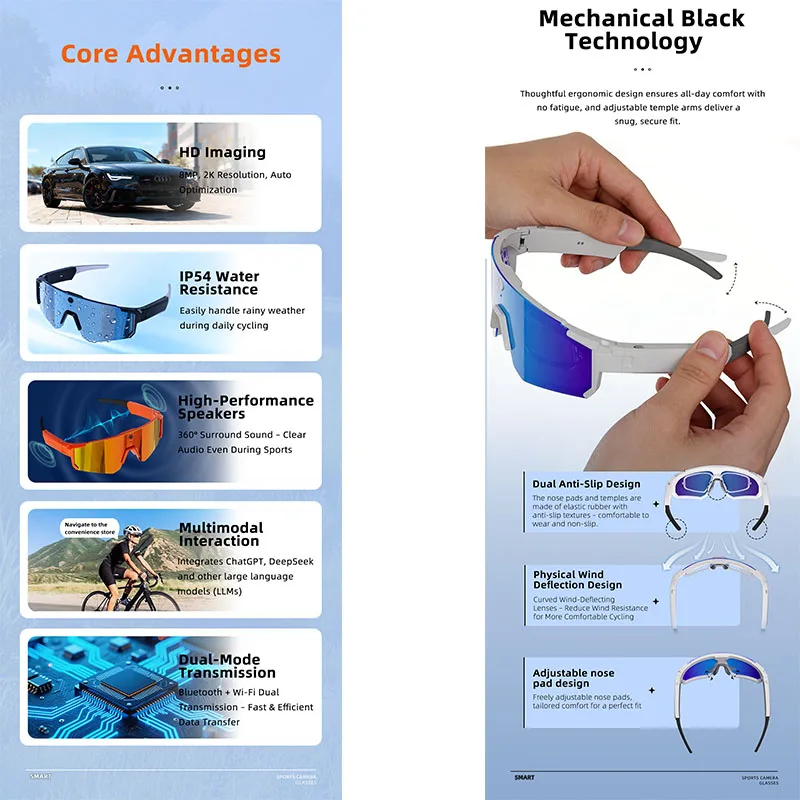 AIGLASSZ Vision V58 – AI Sports Smart Sunglasses, Anti-Shake Camera & Live Streaming - Image 4