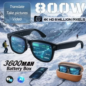 AIGLASSZ Vision V36 – 8MP AI Smart Glasses with 3600mAh Charging Case, Colour