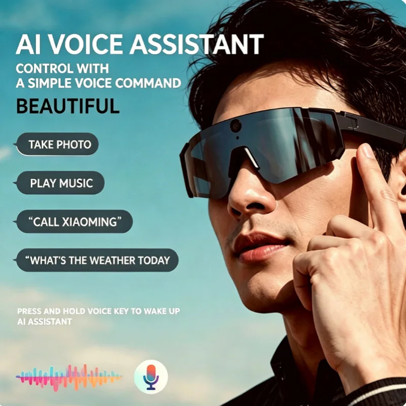 M95 8MP Sports AI Camera Glasses – Bluetooth Audio & UV Protection - Image 3