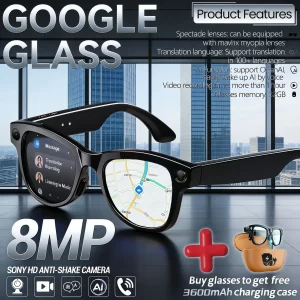 AIGLASSZ Vision V81 – 8MP Anti-Shake Smart Glasses with 3600mAh Case, 120+ Languages