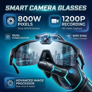 AIGLASSZ Vision V53 – AI Camera Glasses, 1200P POV Video, 30MP Photo & Object