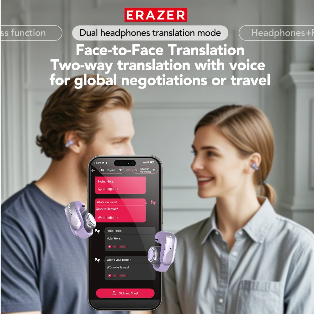 Erazer XF28 Bluetooth 6.0 Open-Ear Translation Earbuds - Image 5