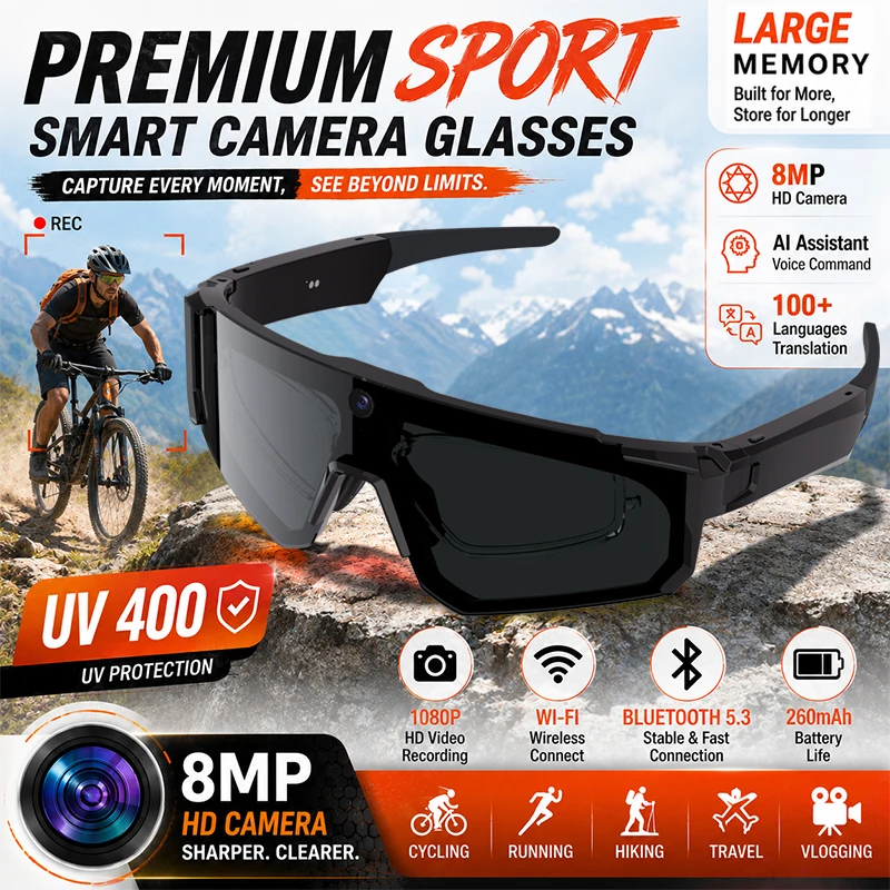 AIGLASSZ Vision V58 – AI Sports Smart Sunglasses, Anti-Shake Camera & Live Streaming - Image 8
