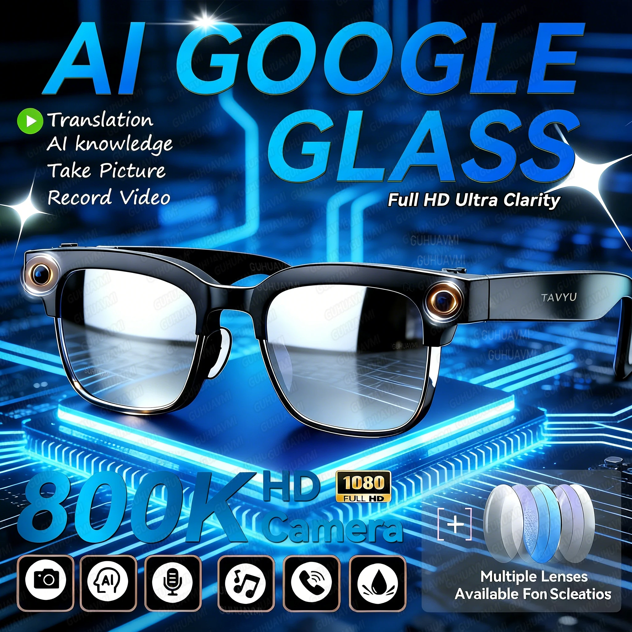 AIGLASSZ Vision V04 – 8MP AI Smart Sunglasses, Wi-Fi Transfer, Calls & Music