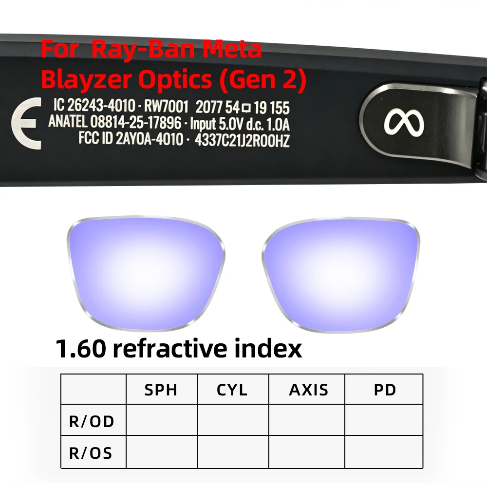 Custom Prescription Photochromic Lenses for Ray-Ban Meta Blayzer Optics Gen 2 - Image 6