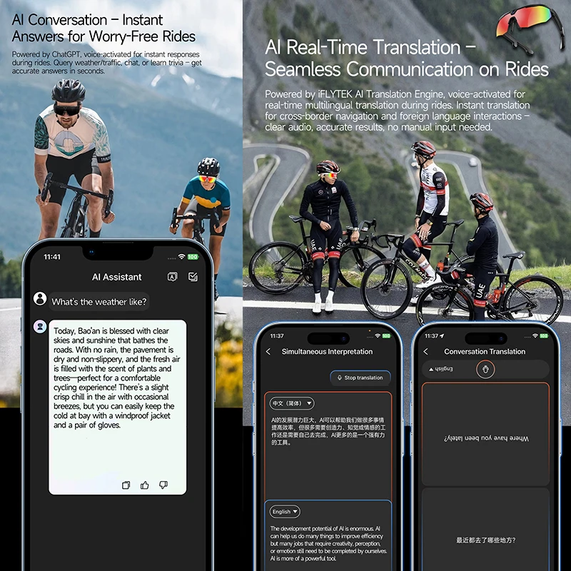 AIGLASSZ Vision V60 – Cycling Camera Smart Glasses, 8MP Anti-Shake Video & AI - Image 5