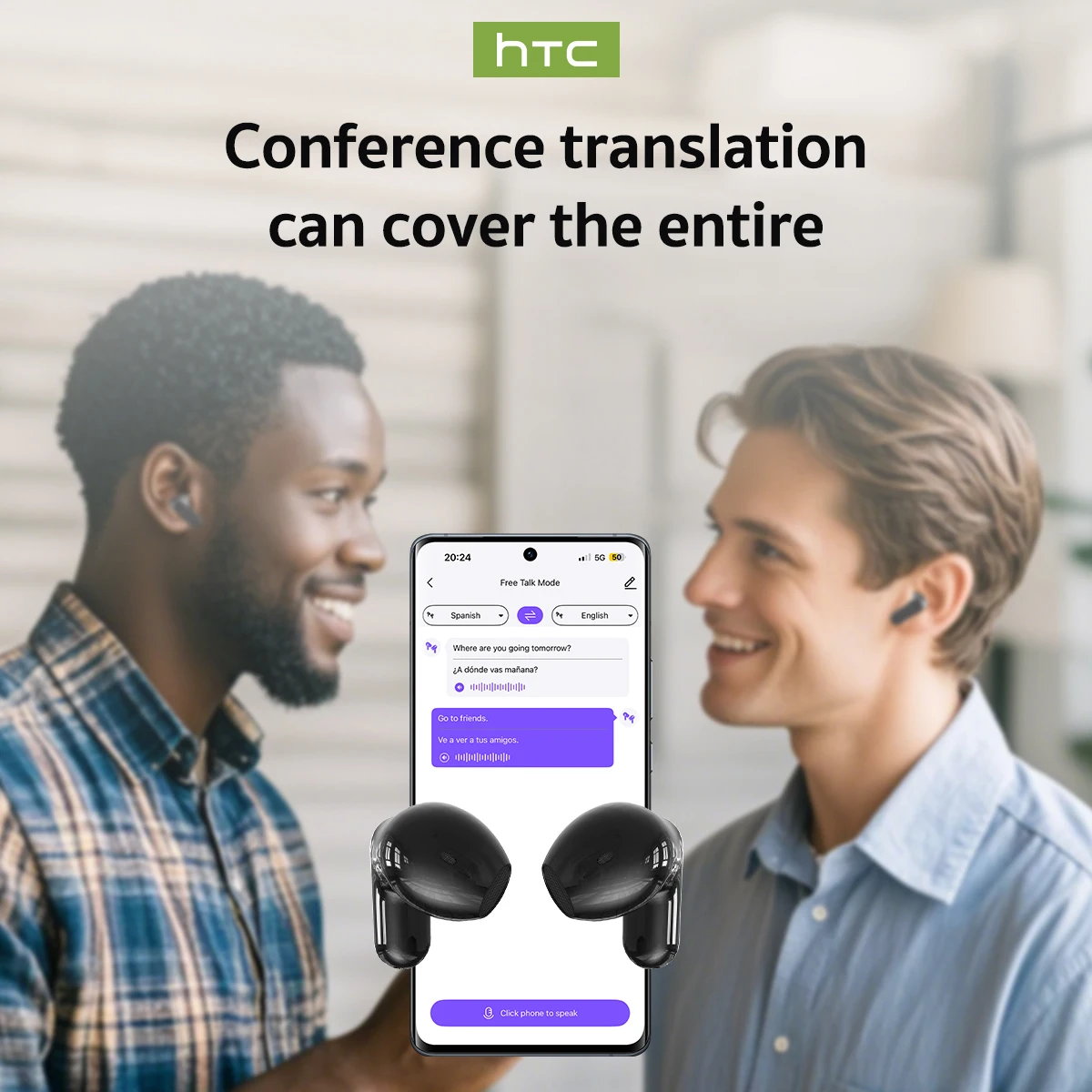 HTC NE20 Bluetooth 6.0 Translation Earbuds – IPX4 Waterproof - Image 6