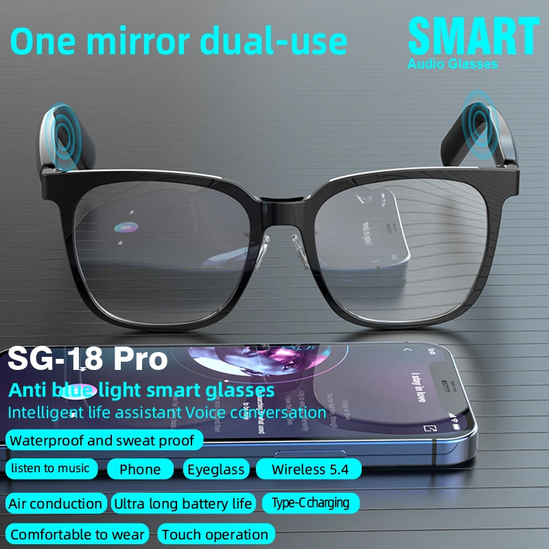 SG18 Pro 2-in-1 Smart Glasses with Magnetic Lenses & TWS Audio - Image 5