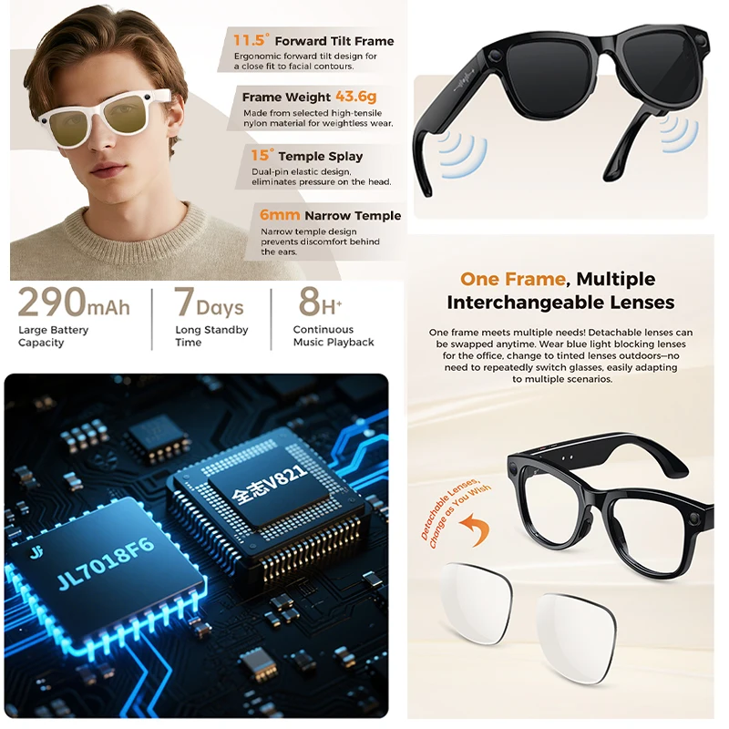 M02 Ultra AI Smart Glasses – 8MP Camera, Translation & 3600mAh Case - Image 3