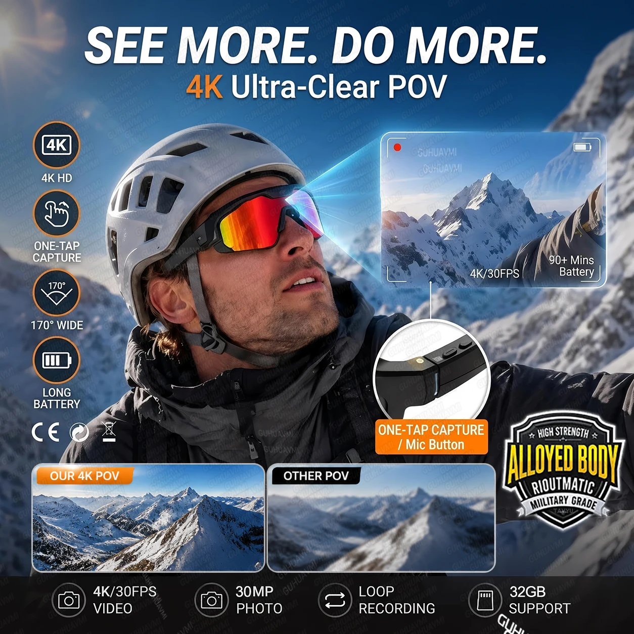 AIGLASSZ Vision V42 – AI Sports Glasses, Anti-Shake Camera, Windproof Design - Image 5