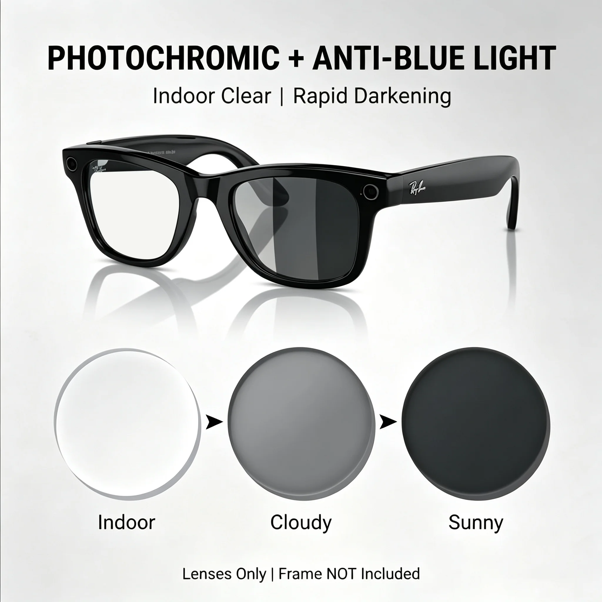 Photochromic Polarized Replacement Lenses for Ray-Ban Meta Wayfarer - Image 5