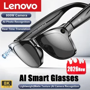 Lenovo 8K Camera Smart Glasses – ChatGPT, Bluetooth Calls & Voice Assistant
