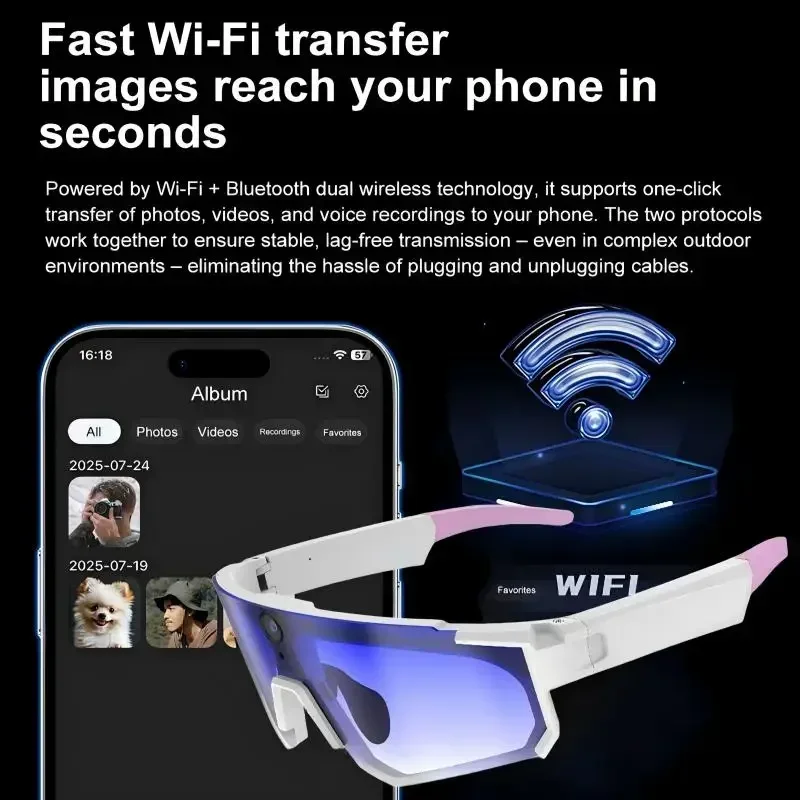 Lenovo Anti-Shake Camera Cycling Sunglasses – 4K Video, Windproof - Image 2
