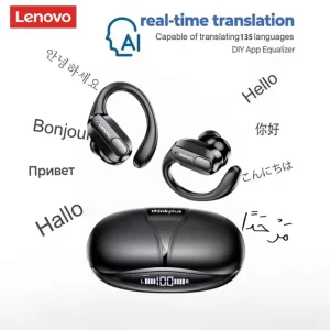 Lenovo XT80 Sports Earbuds – AI Translator, Hi-Fi Stereo, LED Display
