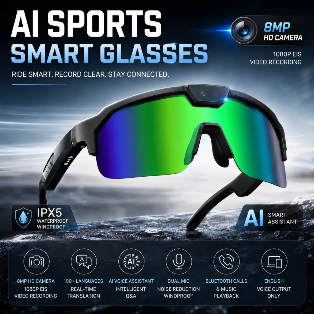 AIGLASSZ Vision V61 – 8MP Camera Smart Sunglasses, AI Assistant, EIS Video - Image 10