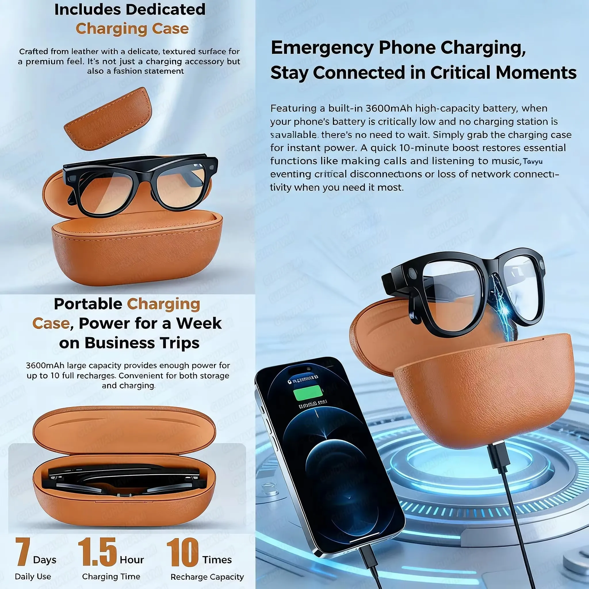 M02 Ultra AI Smart Sunglasses – 1080P Camera, ChatGPT & 3600mAh Case - Image 2