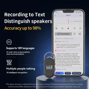 AIGLASSZ Note N15 – AI Voice Recorder Dictaphone, Real-Time Transcription