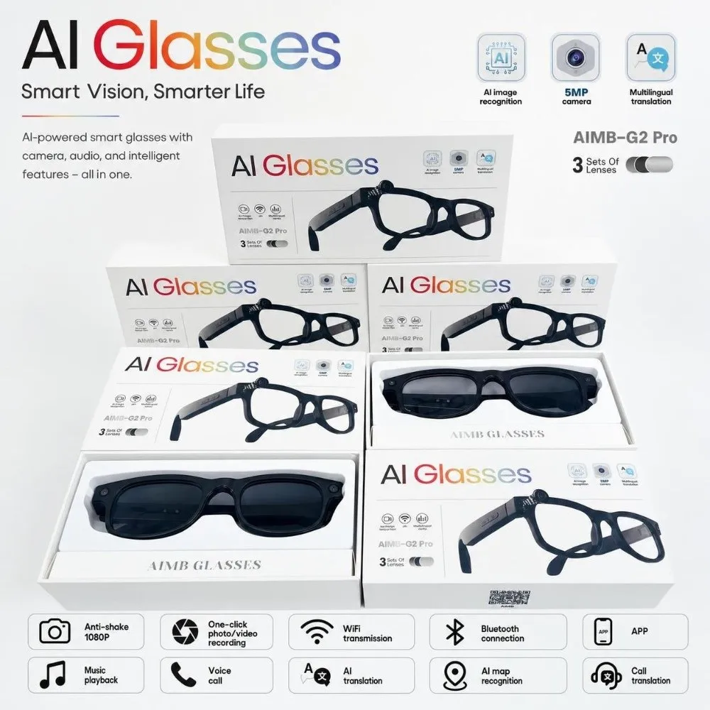 AIGLASSZ Vision V71 – 2-in-1 AI Smart Glasses, HD Video, Blue-Light Lenses