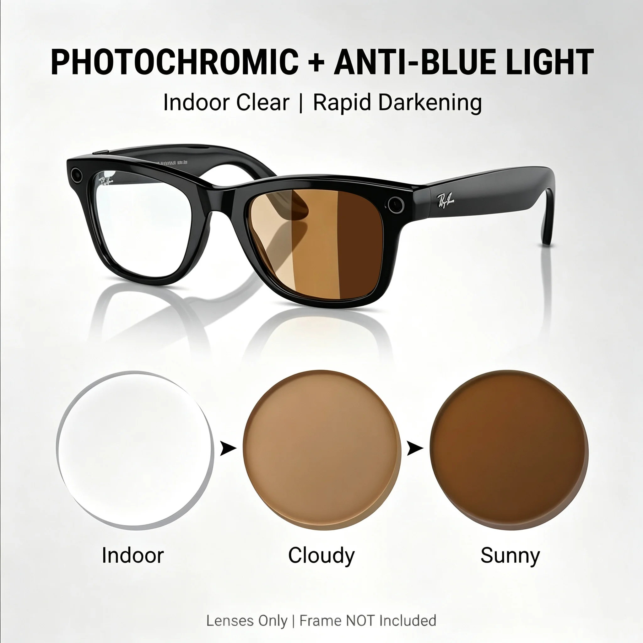 Photochromic Polarized Replacement Lenses for Ray-Ban Meta Wayfarer - Image 4