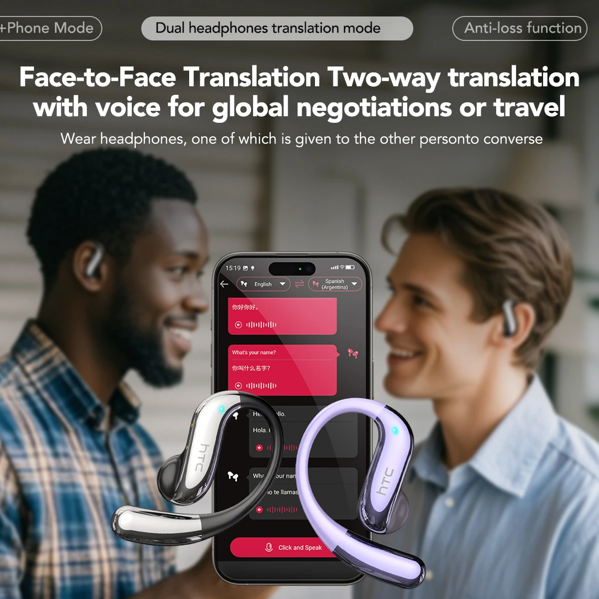 HTC NE23 OWS Open-Ear Translation Earbuds – Bluetooth 6.0, IP55 - Image 5