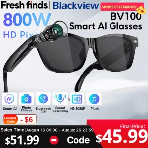 Blackview BV100 AI Camera Glasses – 2K 8MP Camera & Voice Assistant