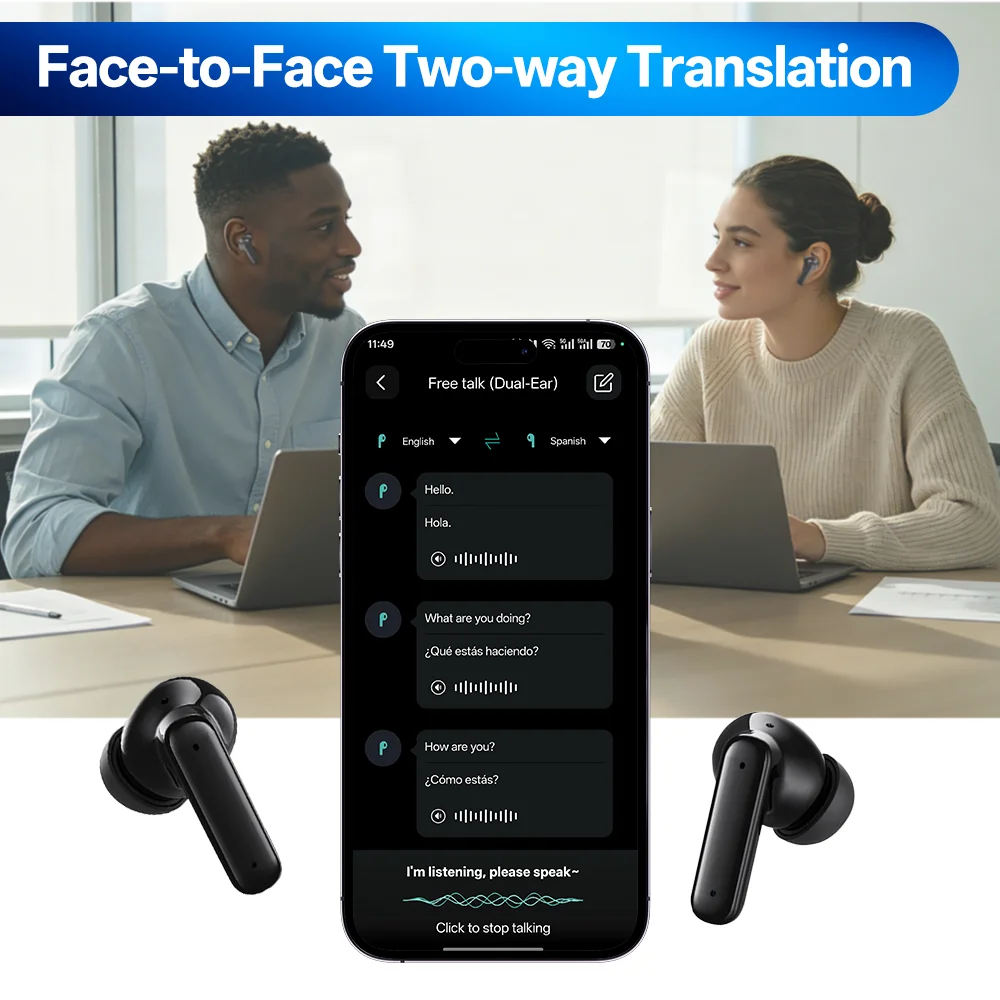 BY16 AI Translator Earbuds – 144 Languages, LCD Touch Screen - Image 3
