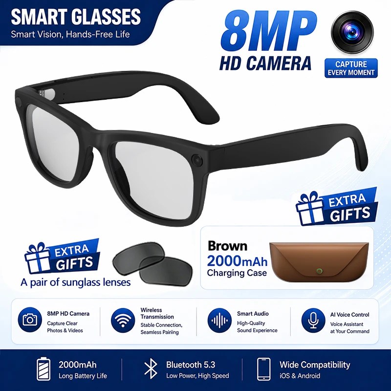 HD5 Ultra AI Smart Glasses – 8MP Camera & Real-Time Translation - Image 7