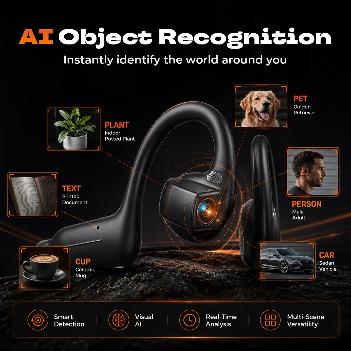 E12 Bone-Conduction Camera Earphones – 8MP, AI Assistant & Translation - Image 3