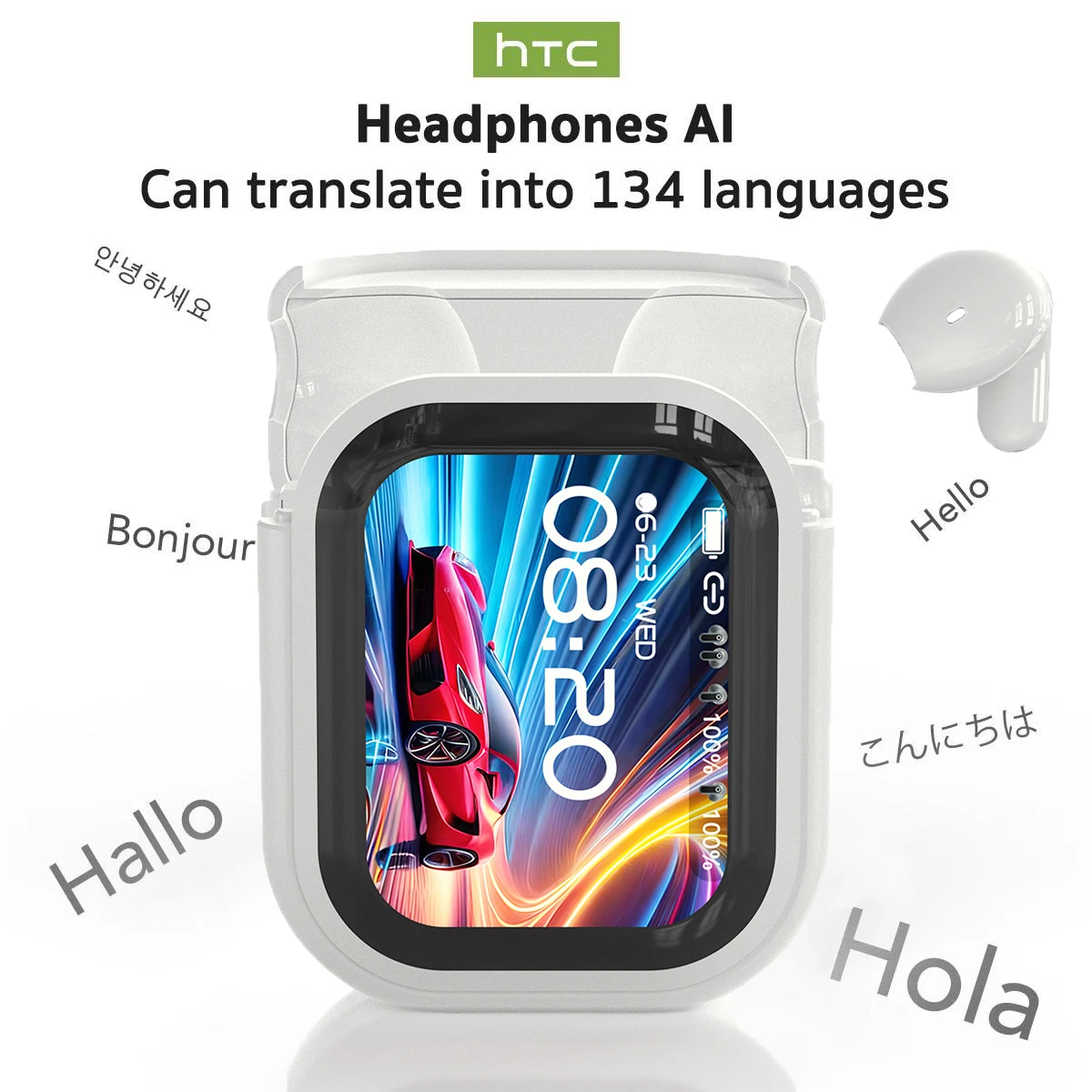 HTC NE20 AI Translator Earbuds – Real-Time Translation, LCD Screen - Image 8