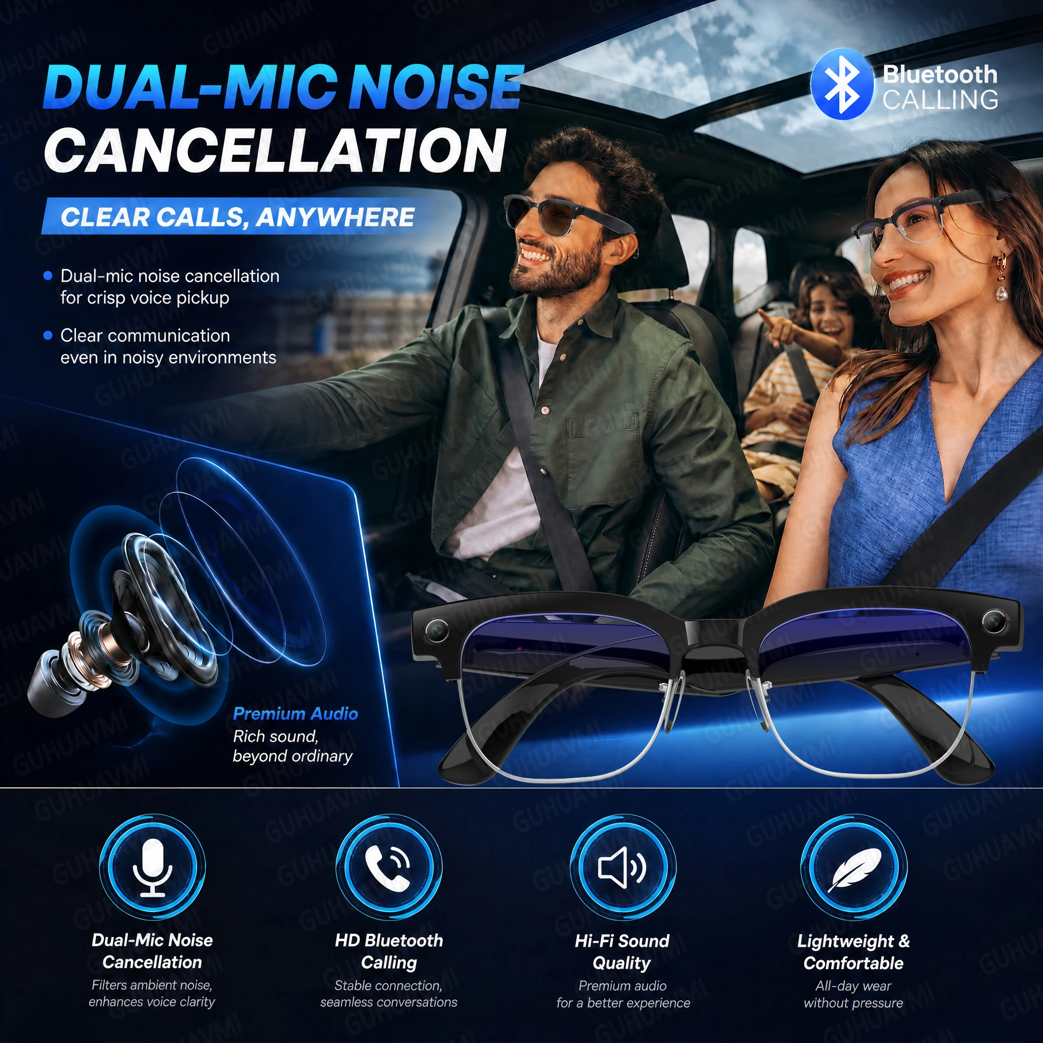 AIGLASSZ Vision V52 – Sunglasses, 8MP 4K Camera, Calls & Music (3 Lens Options) - Image 4