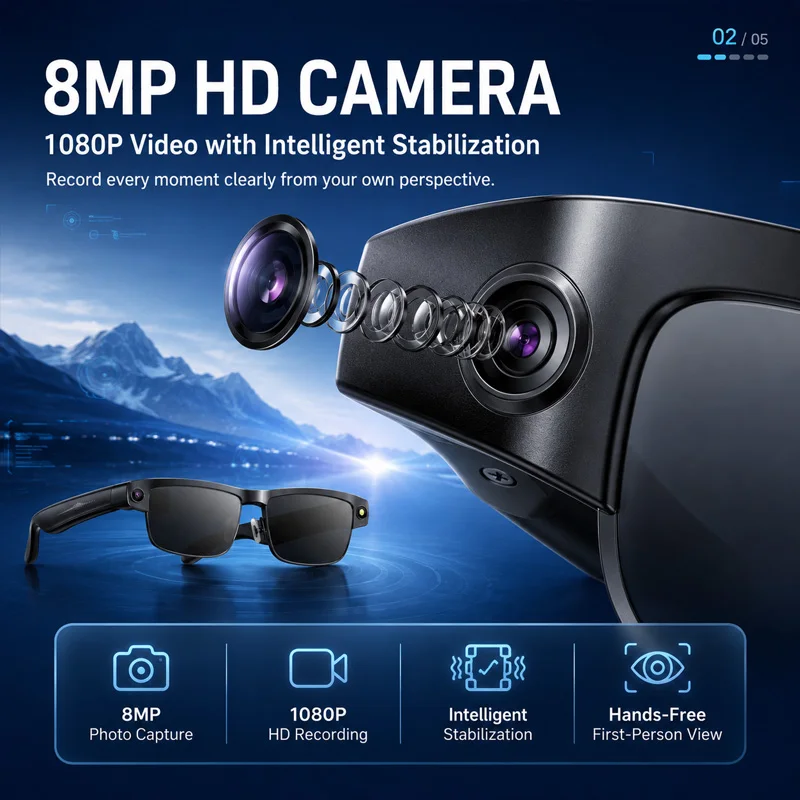 AIGLASSZ Vision V44 – 8MP AI Smart Glasses, Anti-Shake Video & Translation - Image 3